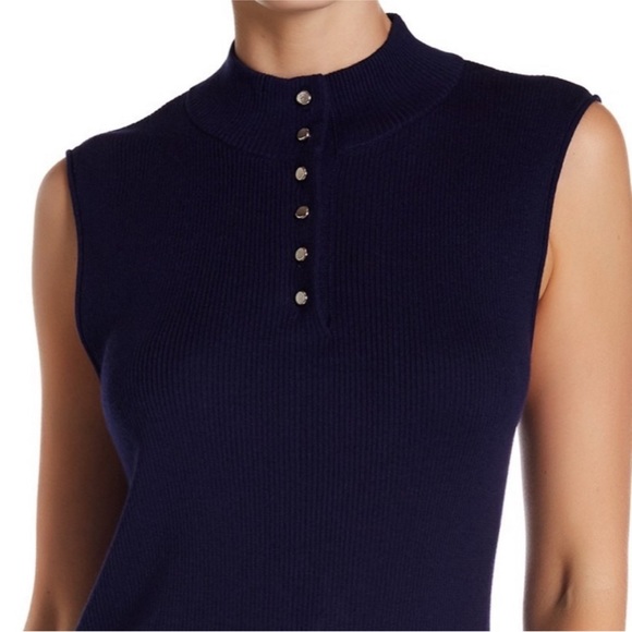 Frame Denim Mock / Turtle Neck Ribbed Sleeveless Top in Navy Blue Size XS - Picture 17 of 17